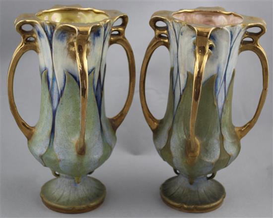 A pair of Art Nouveau period Amphora vases, possibly designed by Paul Dachsel(-)